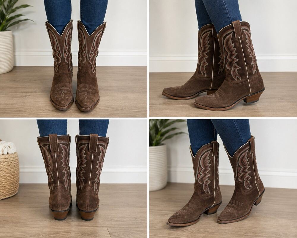 Dan Post Women’s Cowboy Boots Size 5 Brown Suede Western Snip Toe Made USA